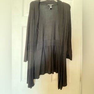 White House Black Market size large black long sleeve cardigan w/ false buttons